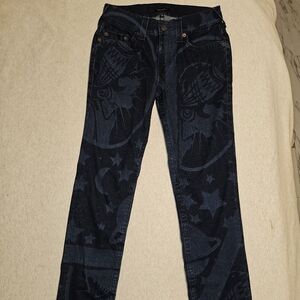 Stylish Dark Blue Patterned Jeans